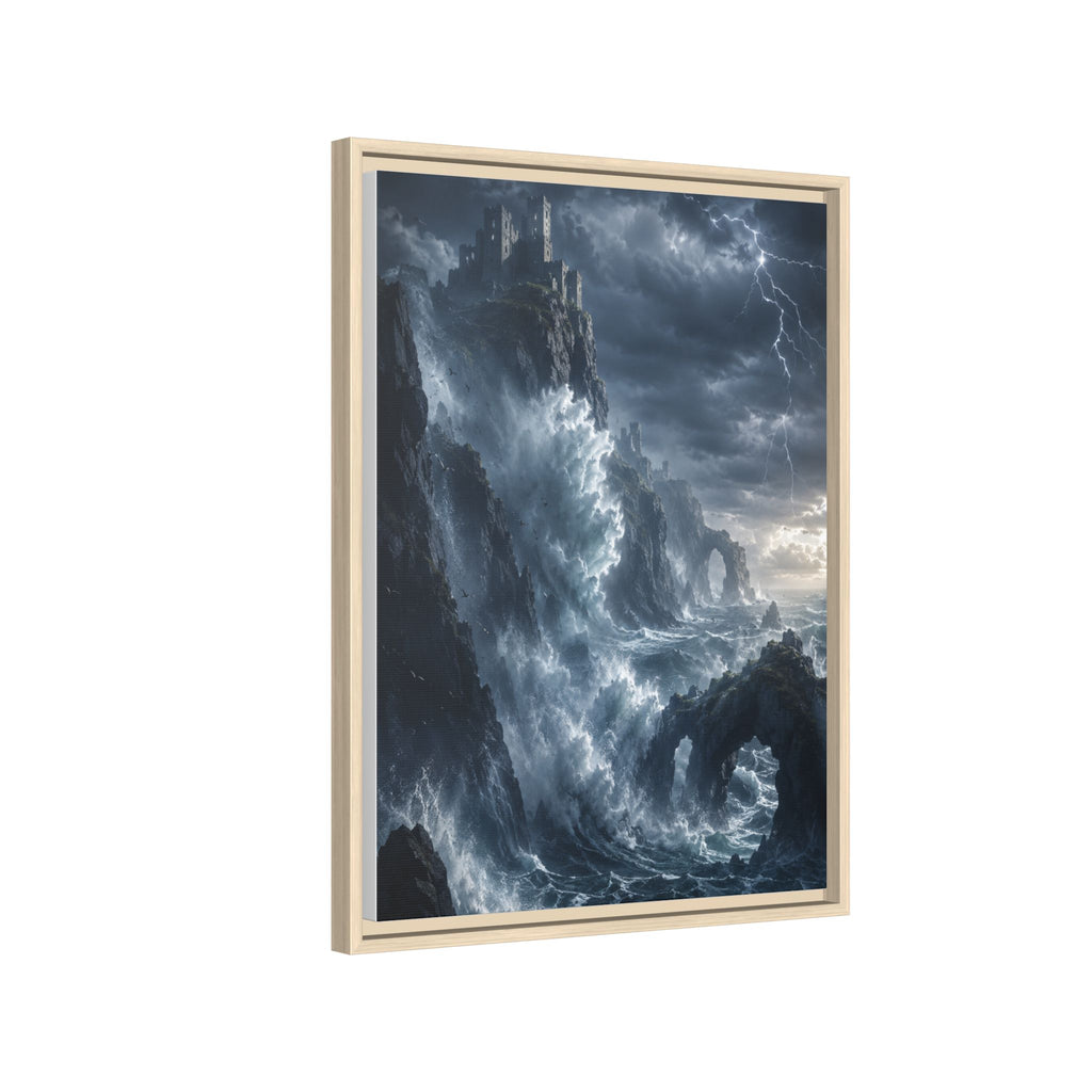 Framed Matte Canvas - Stormy Ocean Fantasy Wall Art