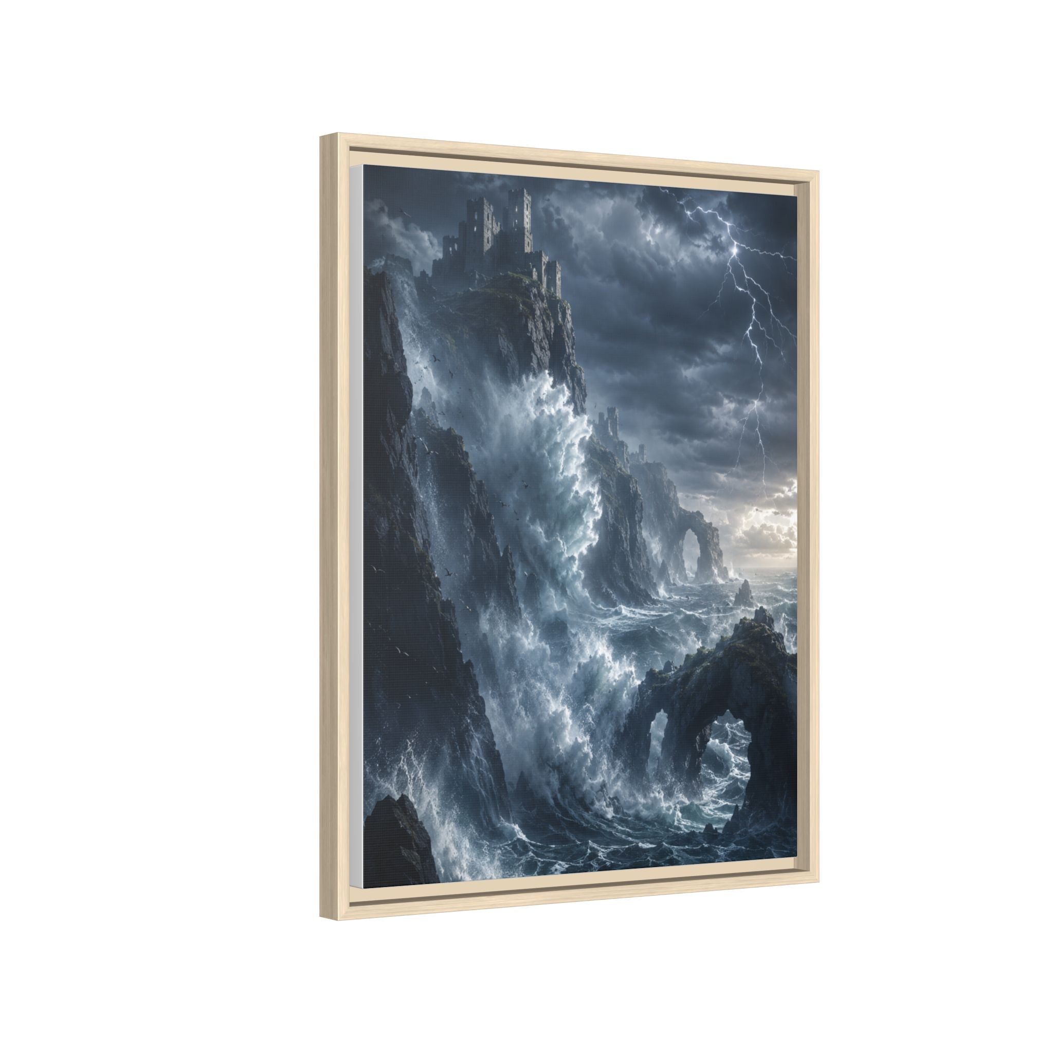 Framed Matte Canvas - Stormy Ocean Fantasy Wall Art