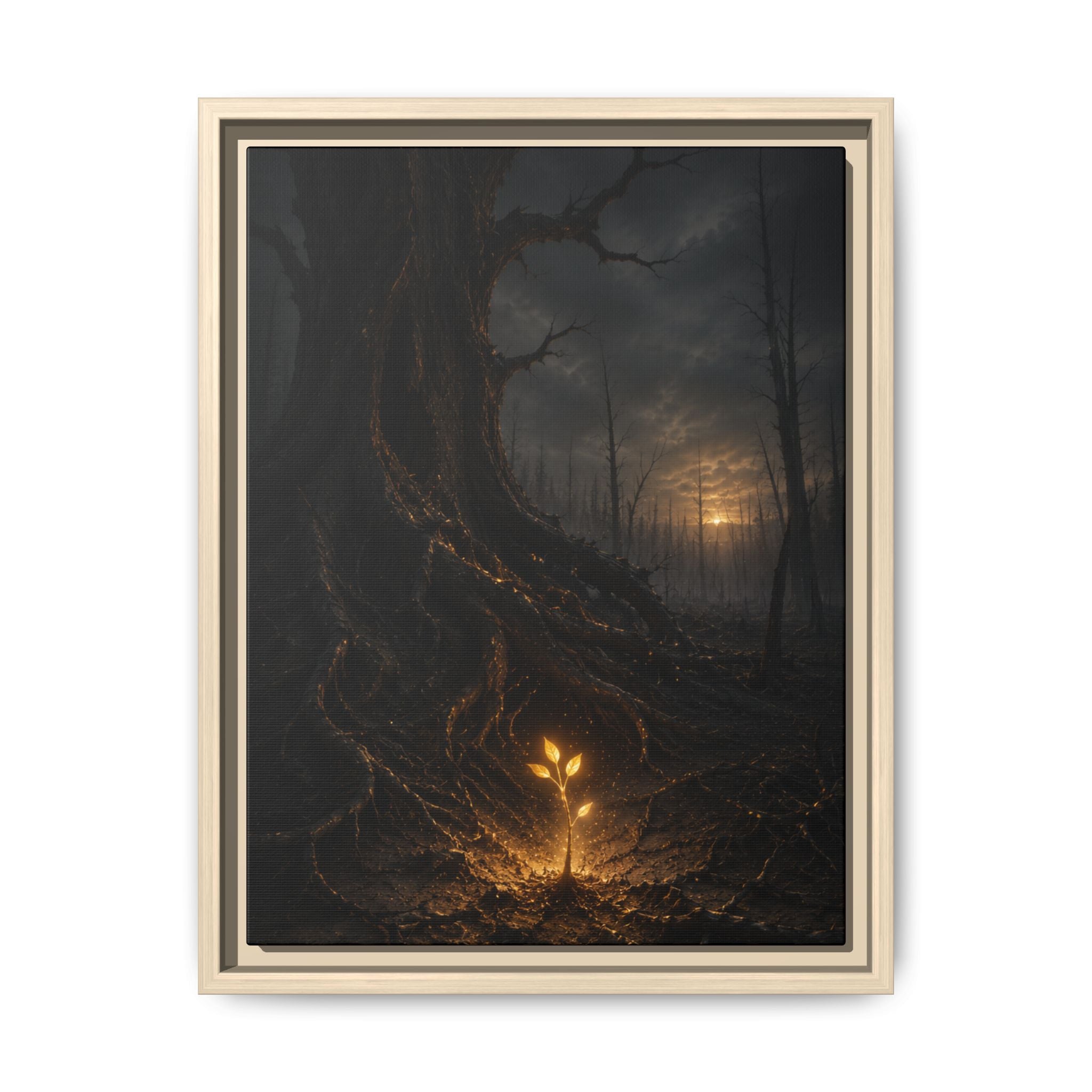 Fine Art Paper Print — Glow Sprout in Dark Forest (Ethereal Fantasy Wall Art)