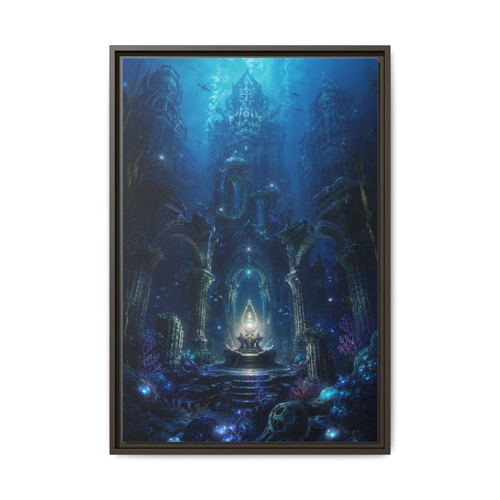 Framed Matte Canvas - Enchanted Underwater Temple Fantasy Art