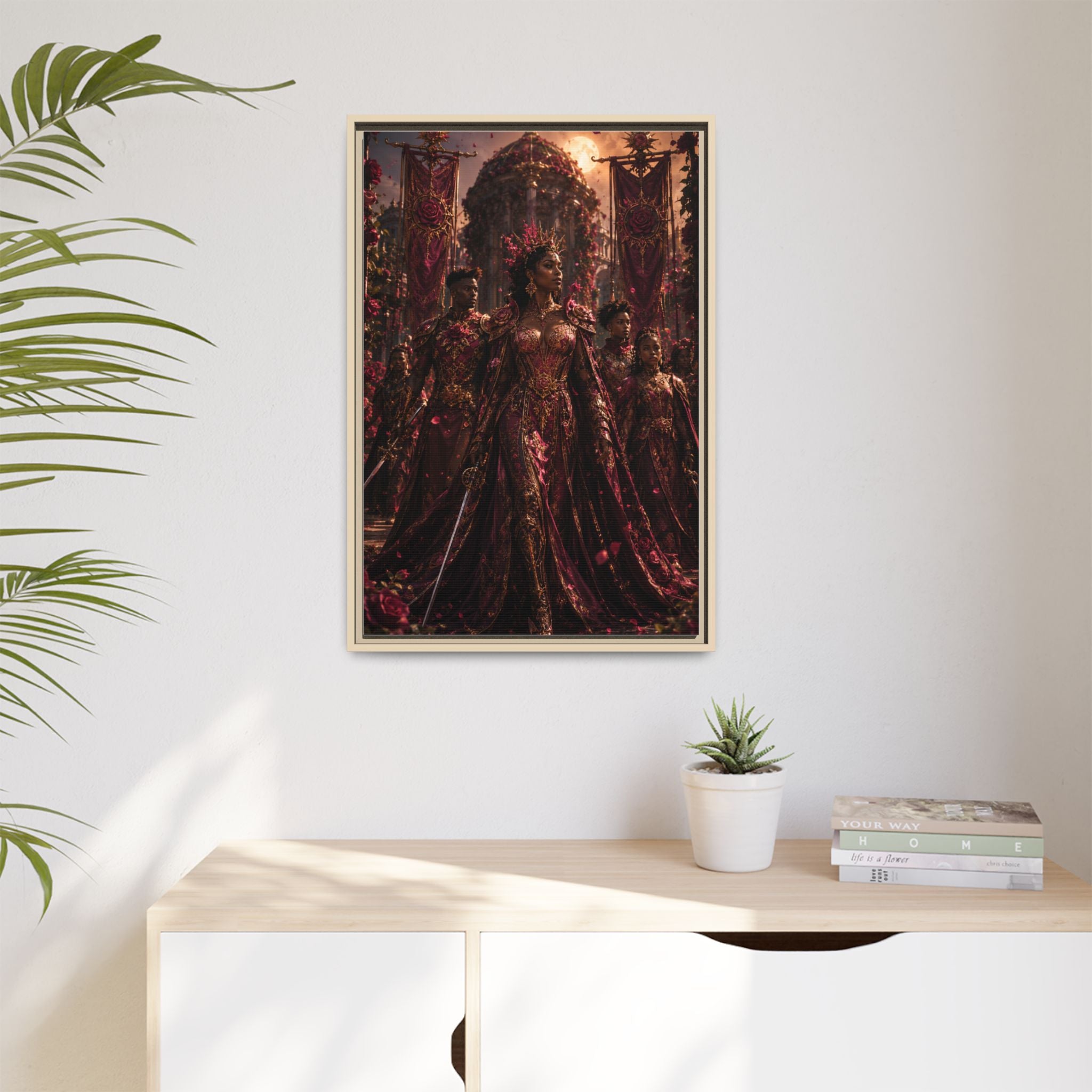 Framed Matte Canvas Art — Regal Fantasy Queen Portrait