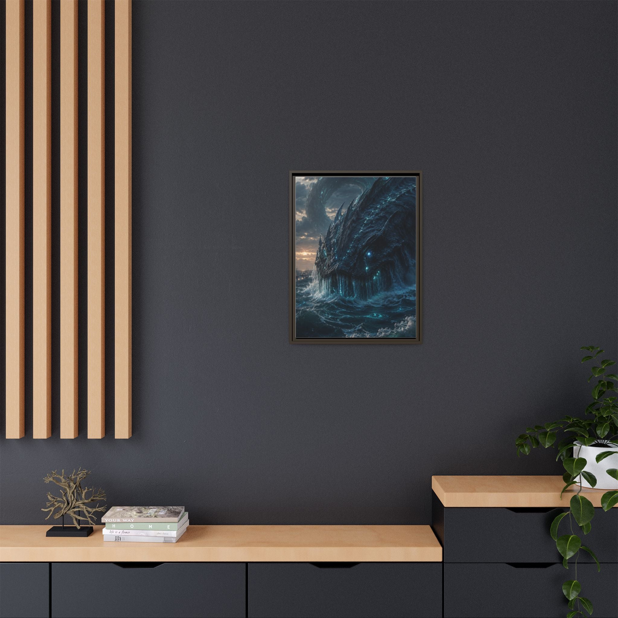 Framed Matte Canvas - Mythic Sea Leviathan Wall Art