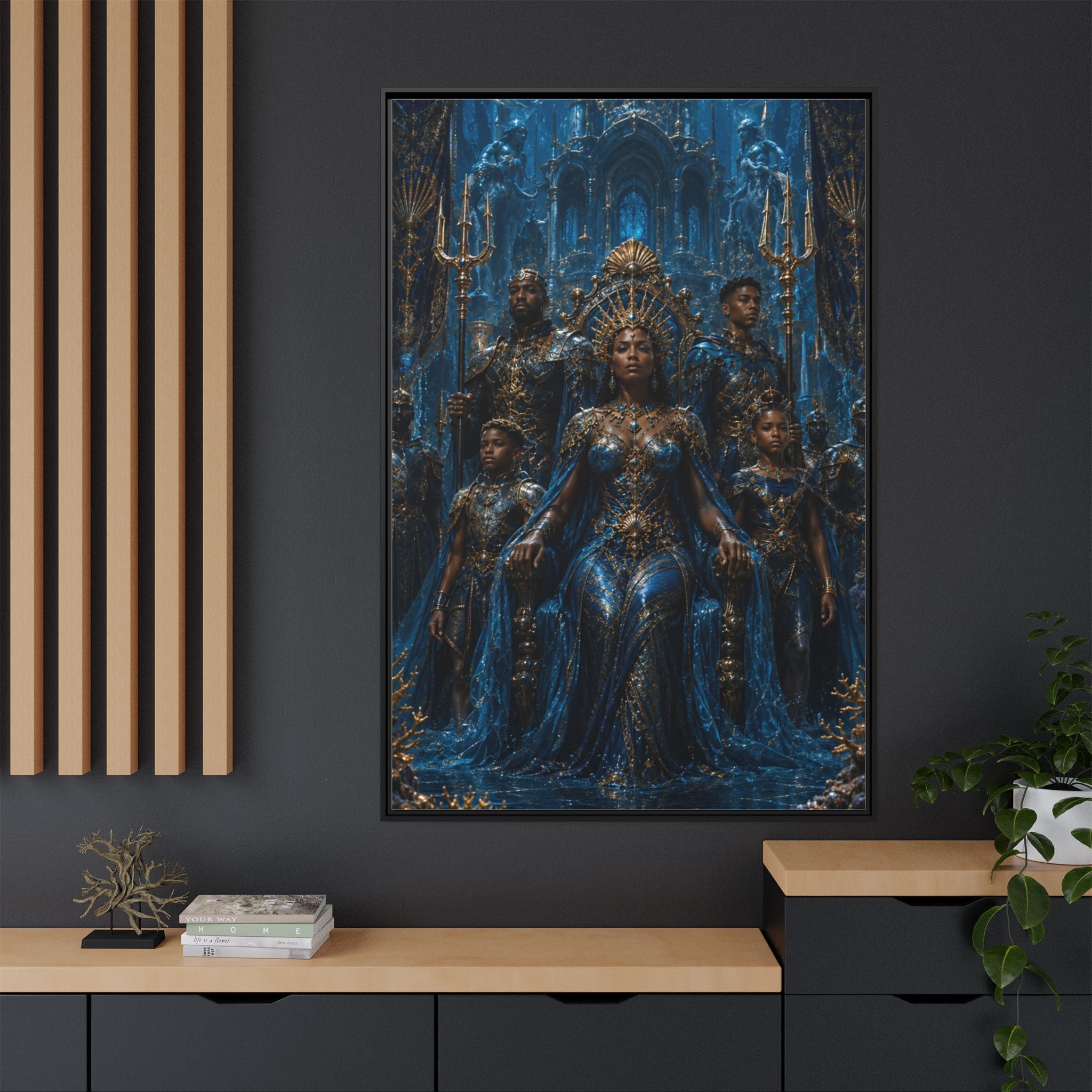 Underwater Queen Matte Framed Canvas — Oceanic Fantasy Wall Art