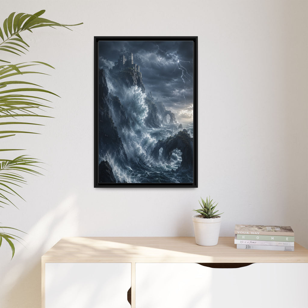 Framed Matte Canvas - Stormy Ocean Fantasy Wall Art