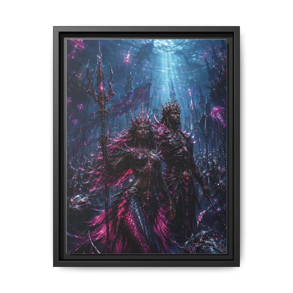Framed Matte Canvas Print — Mystical Underwater King & Queen Artwork