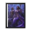 Framed Matte Canvas Print — Regal Underwater Merfolk Royalty (Purple)