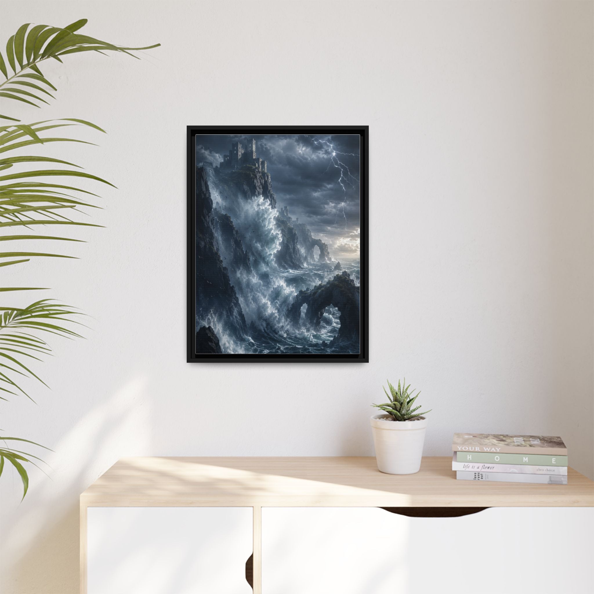 Framed Matte Canvas - Stormy Ocean Fantasy Wall Art