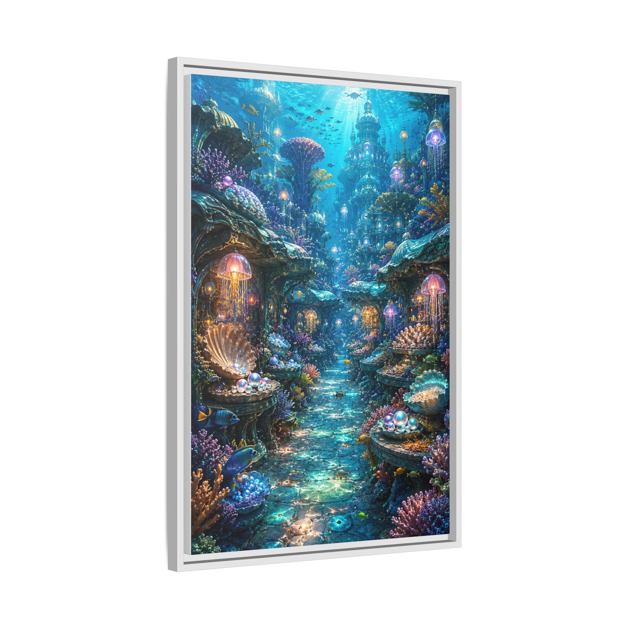 Framed Matte Canvas - Enchanted Underwater Coral Reef Print