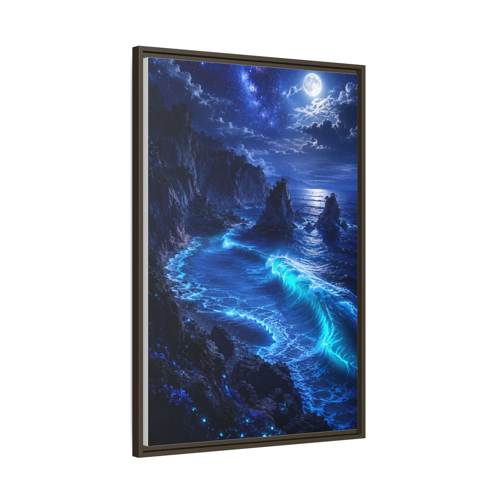 Framed Matte Canvas: Luminous Moonlit Ocean Art Print