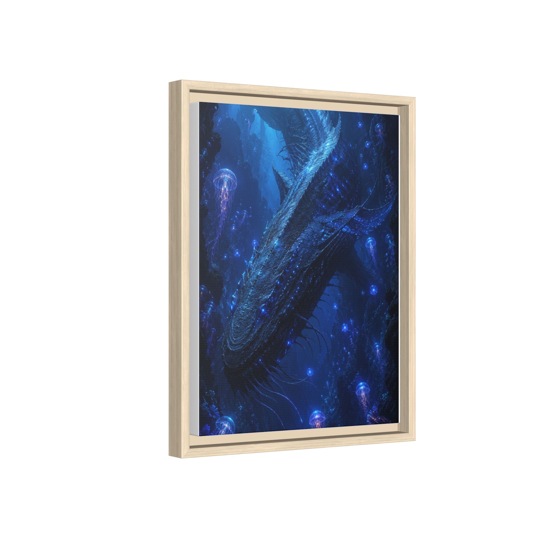 Framed Matte Canvas Art - Deep Sea Leviathan Fantasy Print