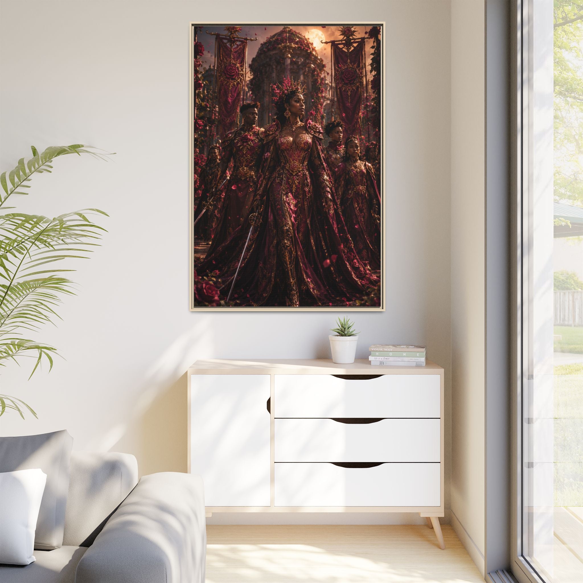 Framed Matte Canvas Art — Regal Fantasy Queen Portrait