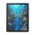 Underwater Fantasy Matte Canvas Framed Print — Ocean City Coral Reef Wall Art