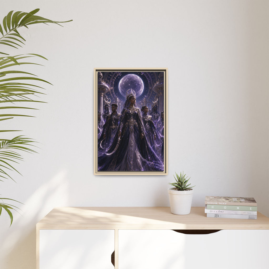 Mystic Moon Queen Framed Matte Canvas Print — Fantasy Royalty Wall Art