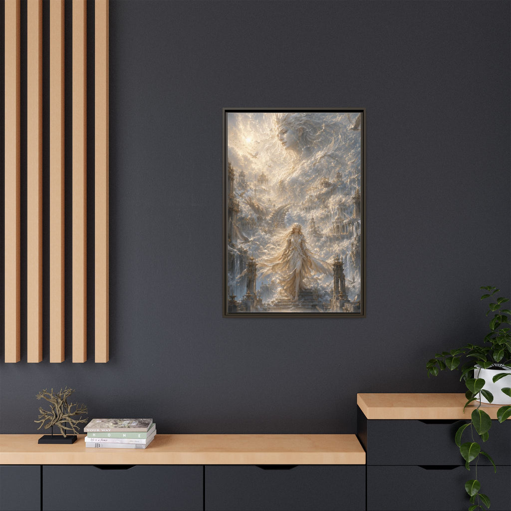 Ethereal Goddess Matte Framed Canvas Art — Dreamlike Fantasy Wall Decor
