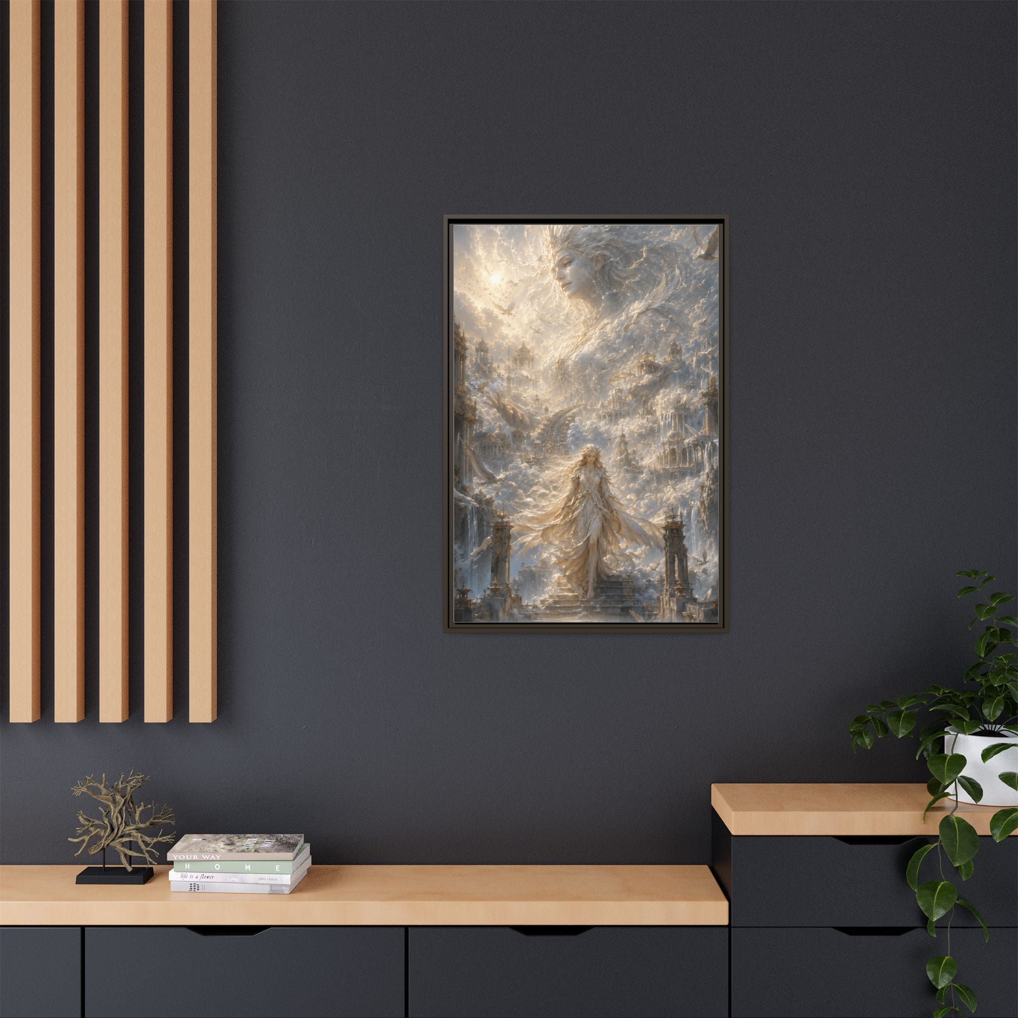 Ethereal Goddess Matte Framed Canvas Art — Dreamlike Fantasy Wall Decor