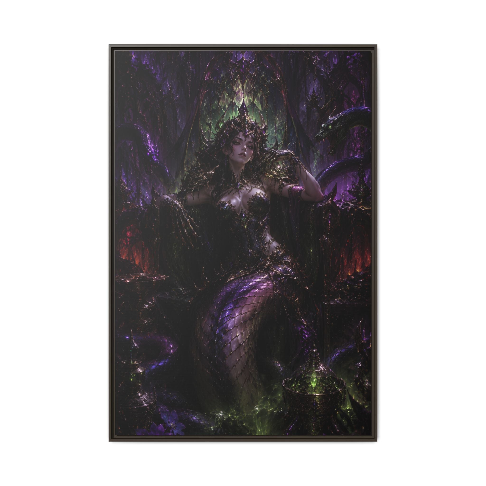 Dark Fantasy Goddess Fine Art Paper Print — Multi‑Color Wall Art