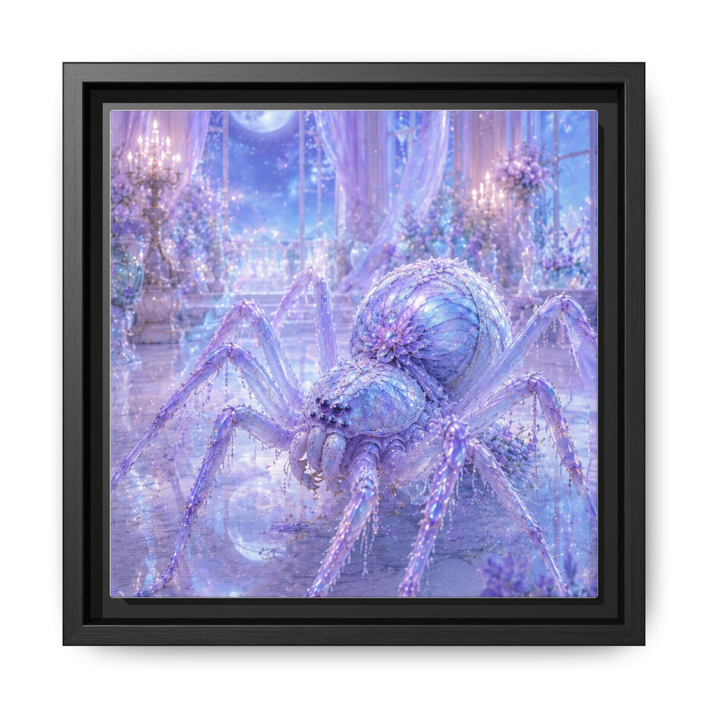 Moonlit Spider Fantasy Canvas Print — Lavender Enchanted Wall Art (Framed)