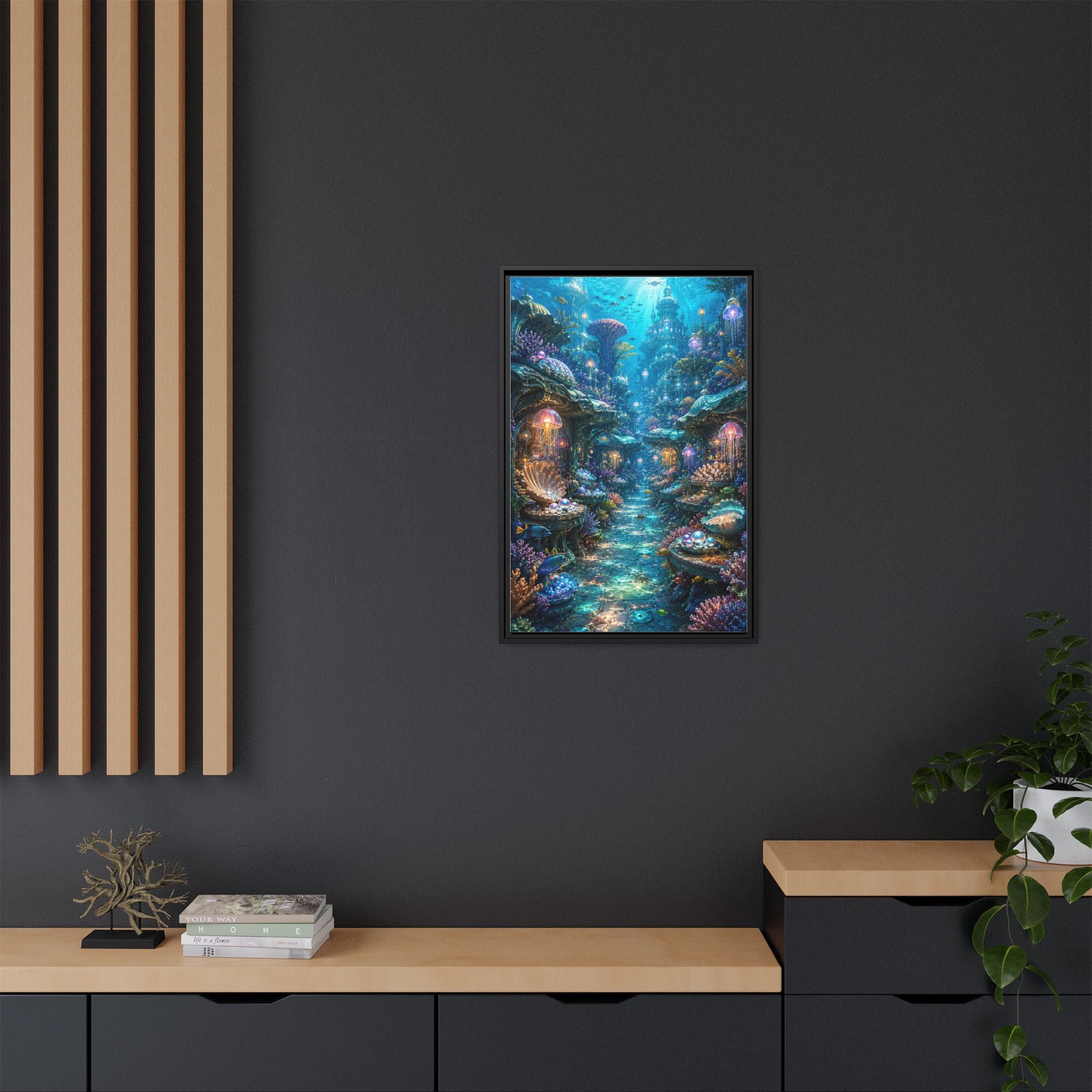 Framed Matte Canvas - Enchanted Underwater Coral Reef Print