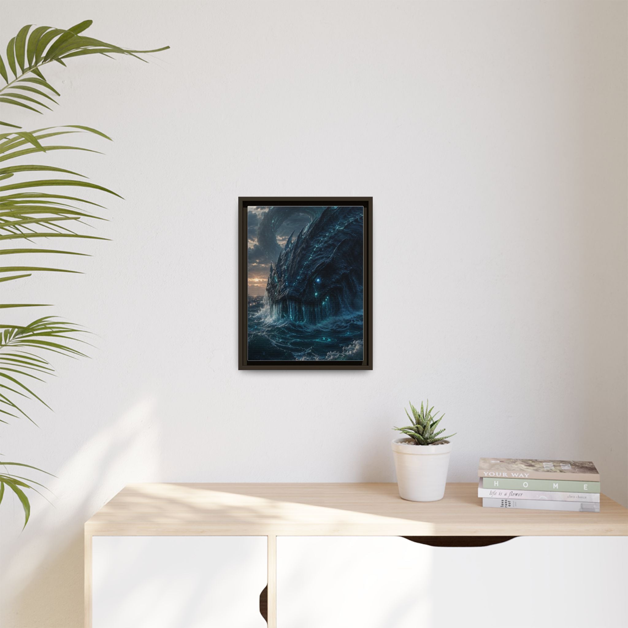 Framed Matte Canvas - Mythic Sea Leviathan Wall Art