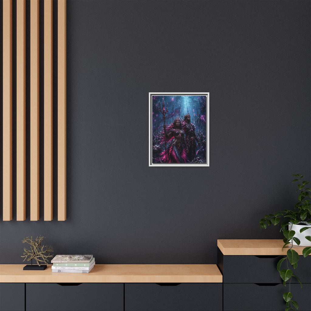 Framed Matte Canvas Print — Mystical Underwater King & Queen Artwork