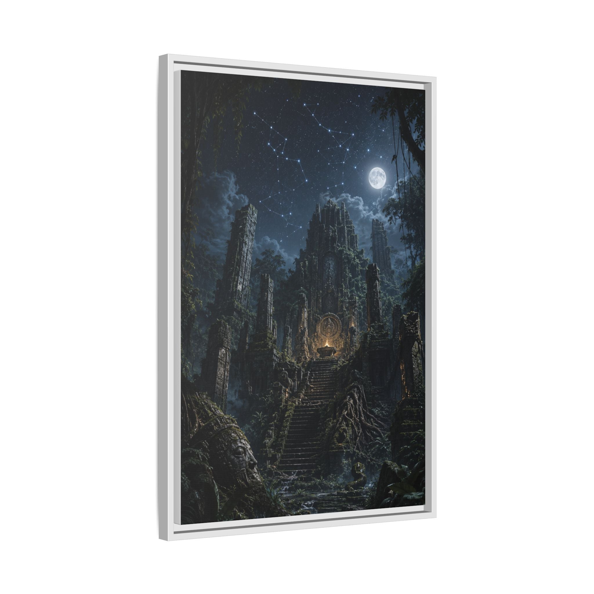 Framed Matte Canvas - Moonlit Ruins Fantasy Wall Art