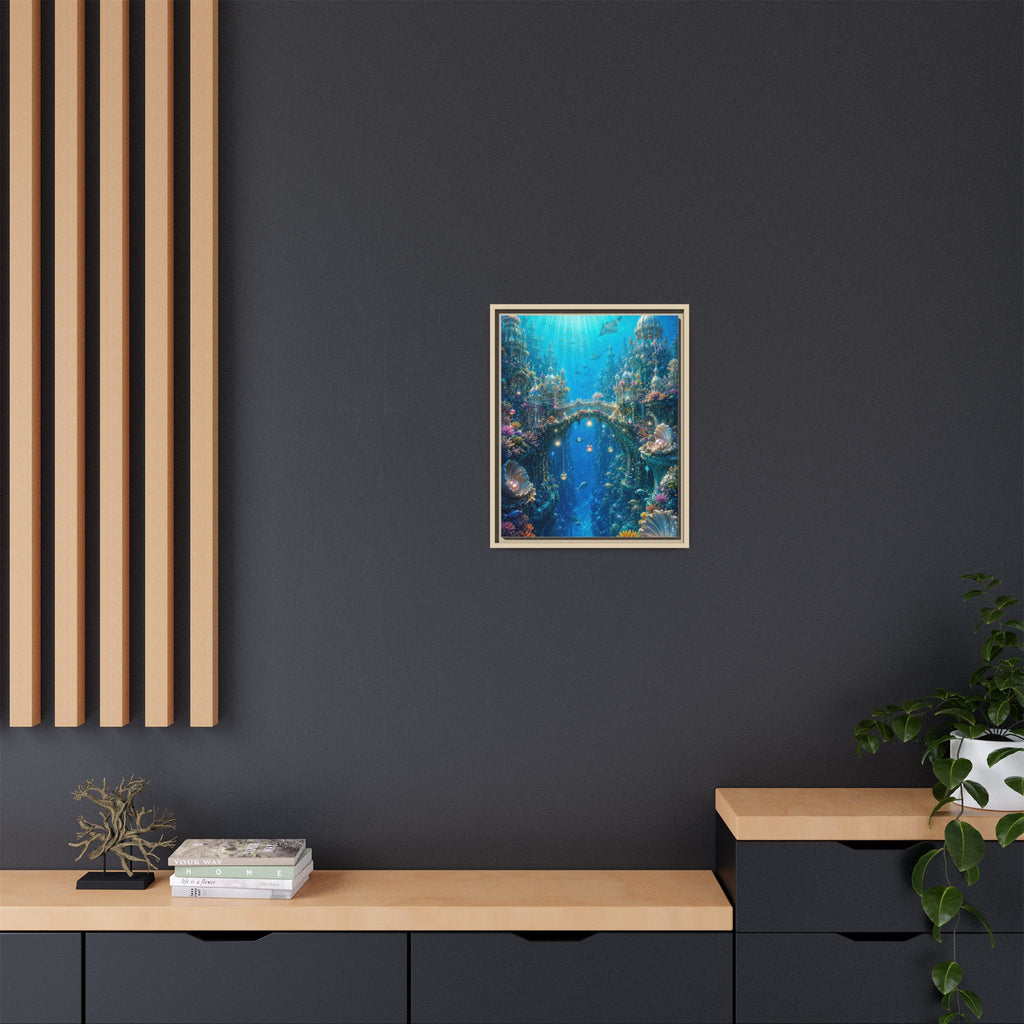 Underwater Fantasy Matte Canvas Framed Print — Ocean City Coral Reef Wall Art