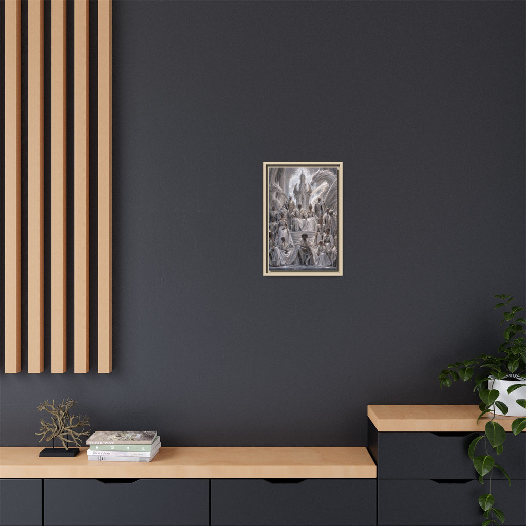 Framed Matte Canvas — Regal Dragon Court Fantasy Art Print