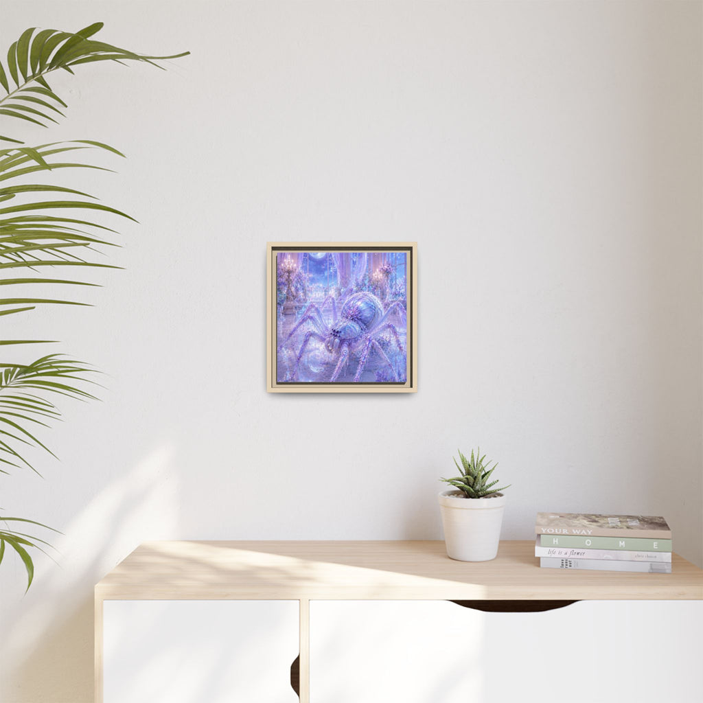 Moonlit Spider Fantasy Canvas Print — Lavender Enchanted Wall Art (Framed)