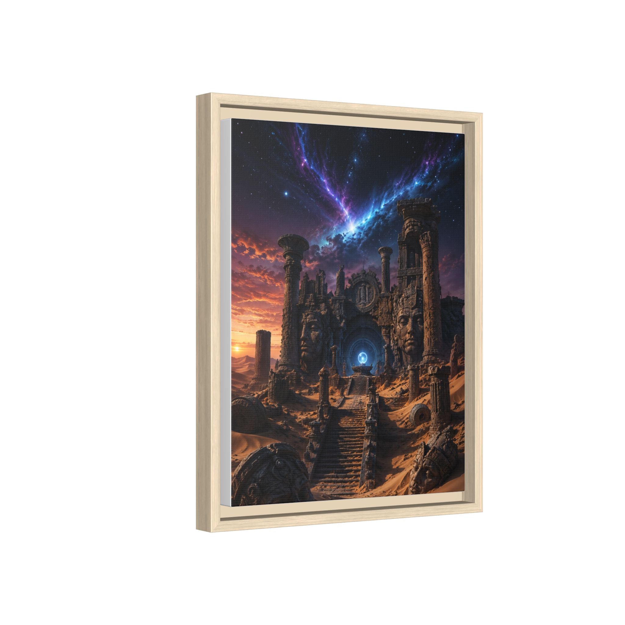 Framed Matte Canvas — Mystical Desert Ruins Nightscape
