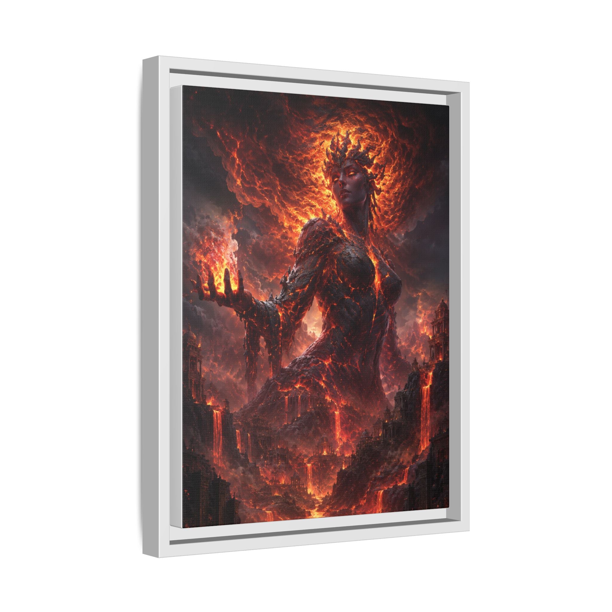 Framed Matte Canvas — Fiery Demon Goddess Wall Art