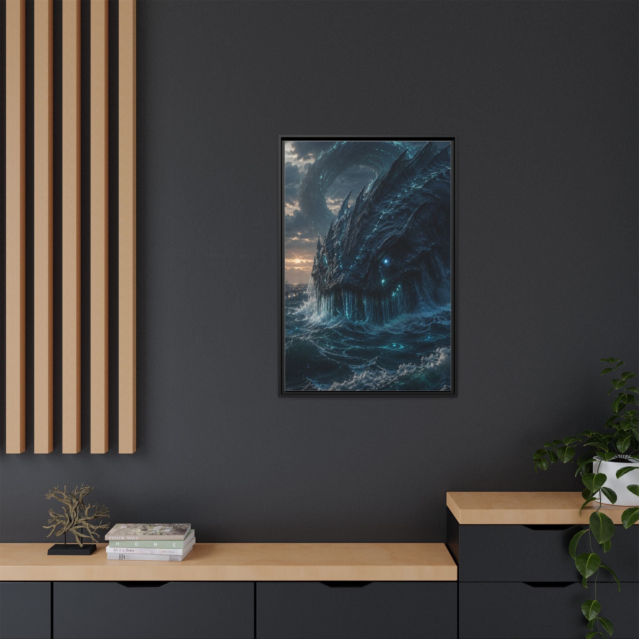 Framed Matte Canvas - Mythic Sea Leviathan Wall Art
