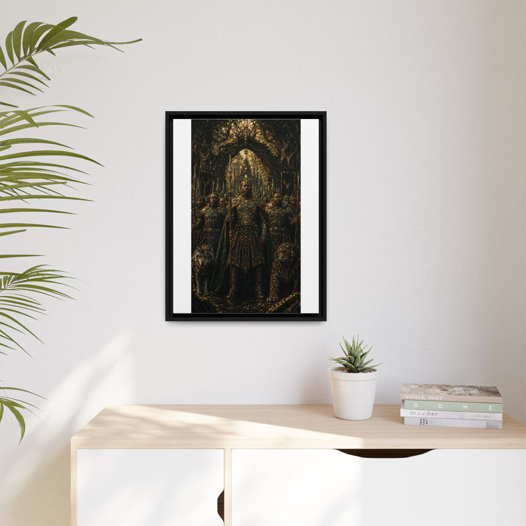 Framed Matte Canvas — Regal Fantasy King in Ornate Armor