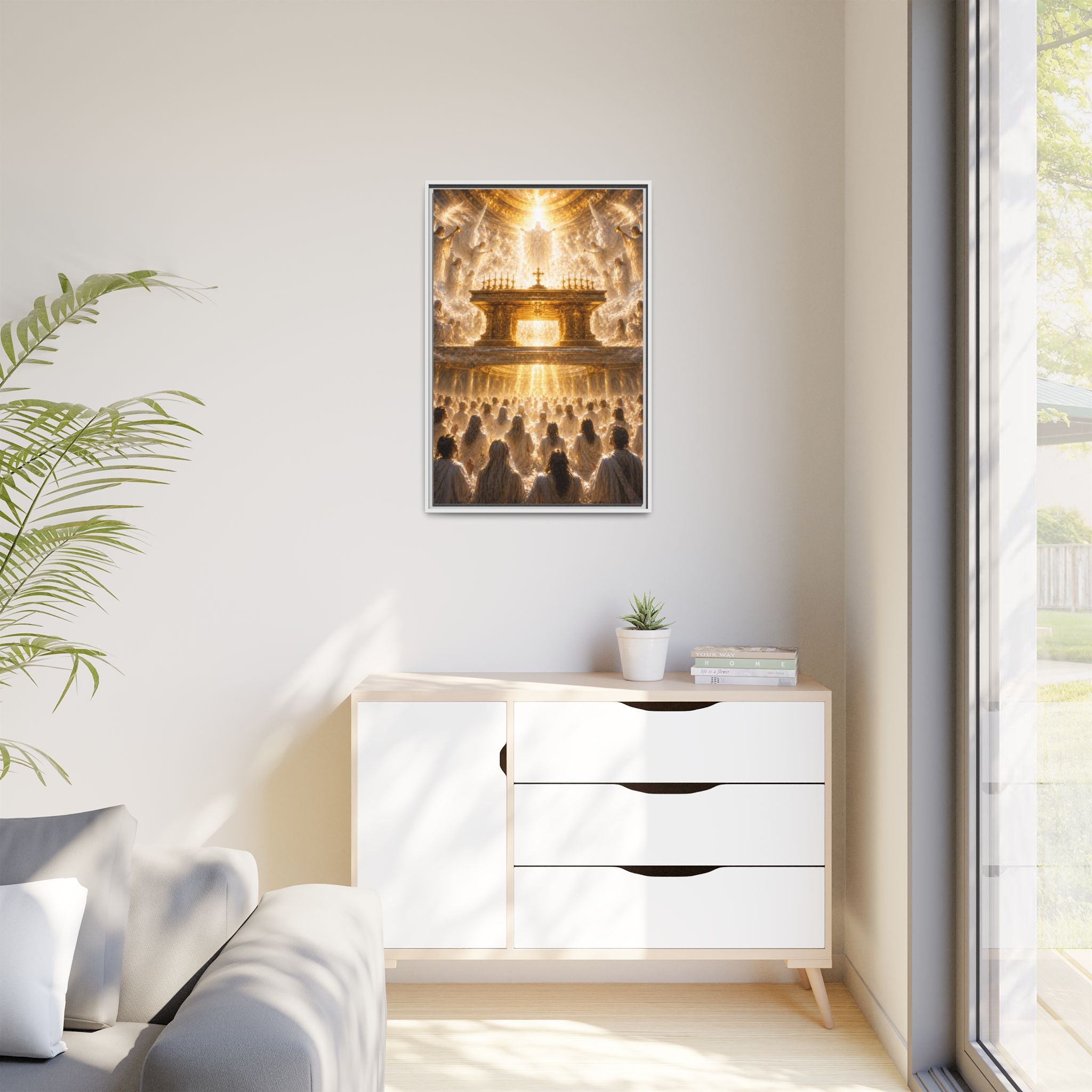 Heavenly Altar Matte Canvas Framed Wall Art — Spiritual Church Scene