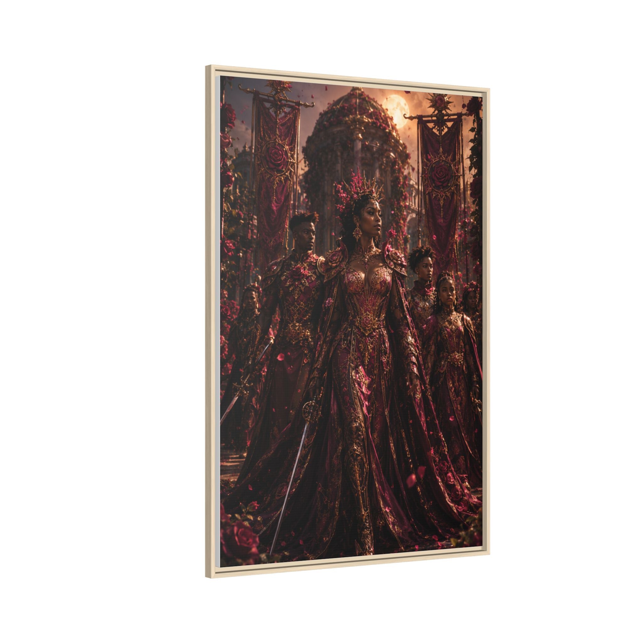 Framed Matte Canvas Art — Regal Fantasy Queen Portrait