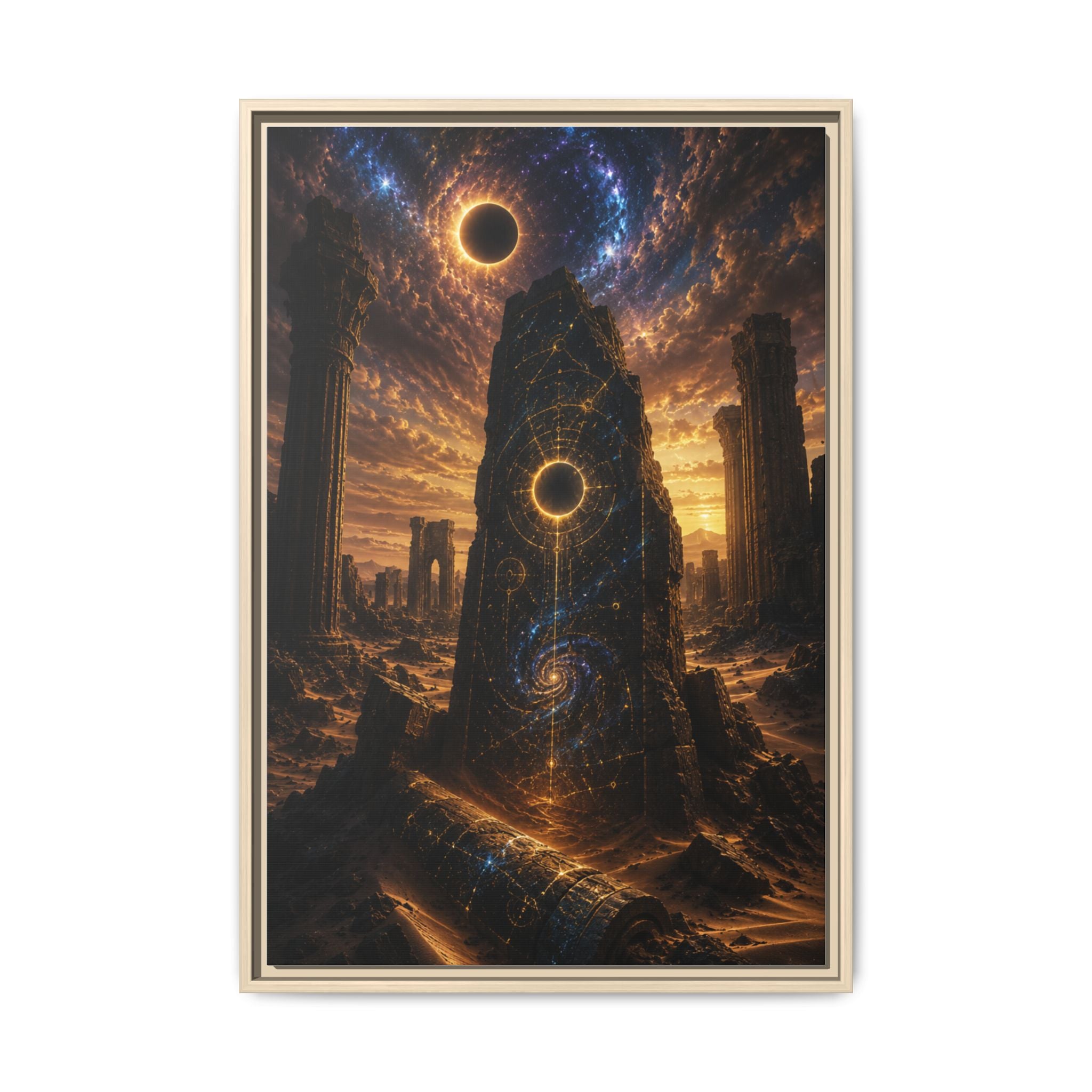 Framed Matte Canvas - Cosmic Obelisk Fantasy Wall Art