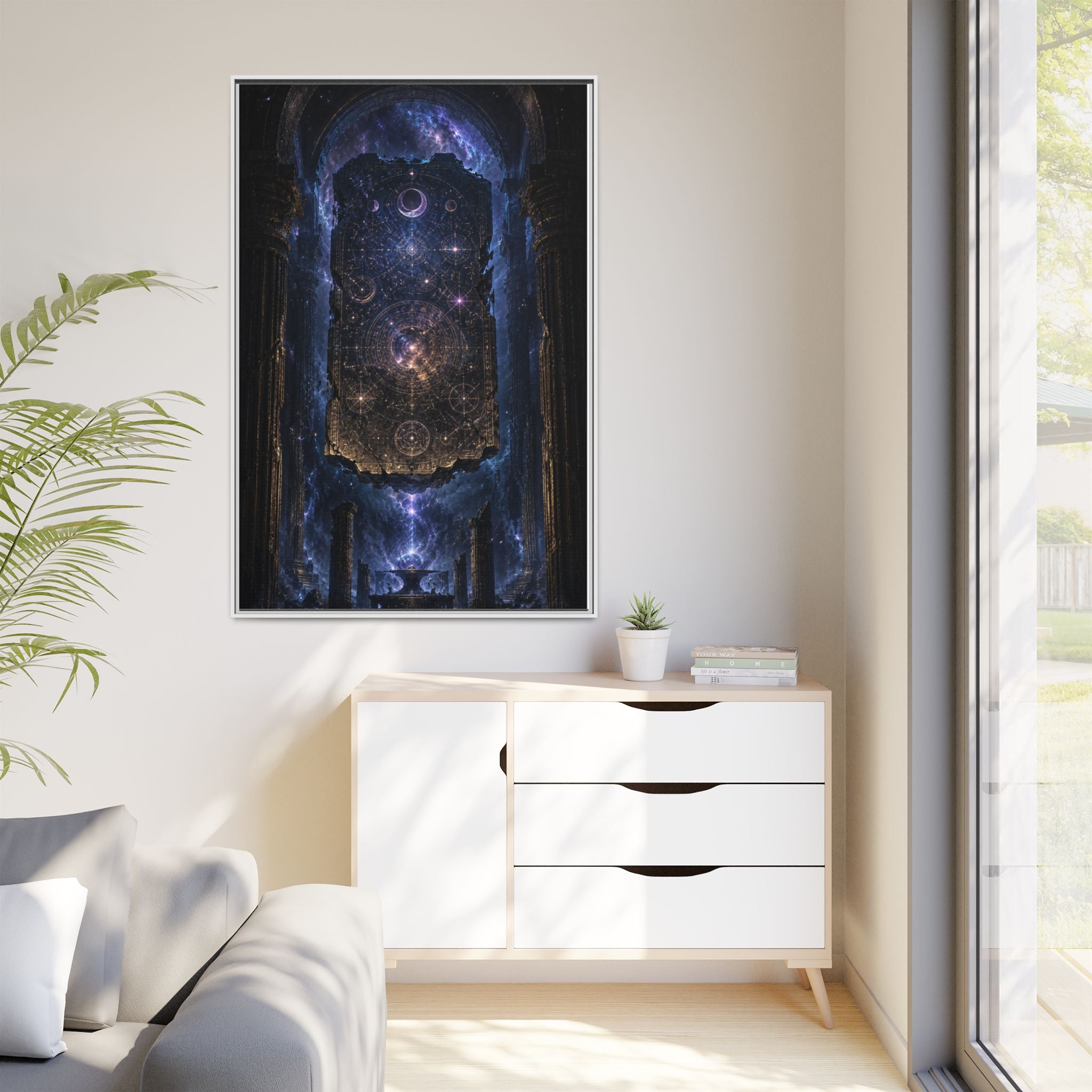 Framed Matte Canvas Wall Art — Cosmic Cathedral Galaxy Print