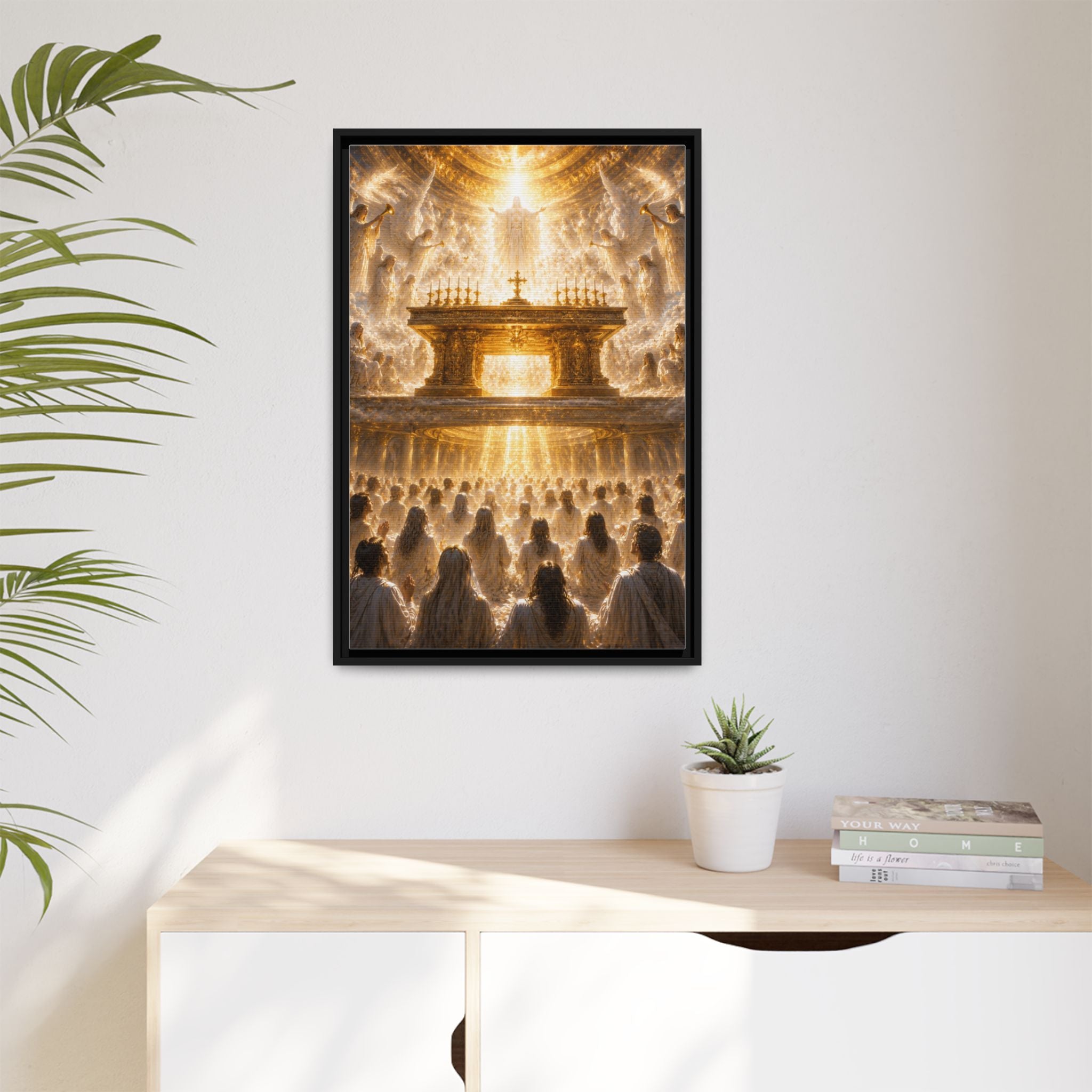 Heavenly Altar Matte Canvas Framed Wall Art — Spiritual Church Scene