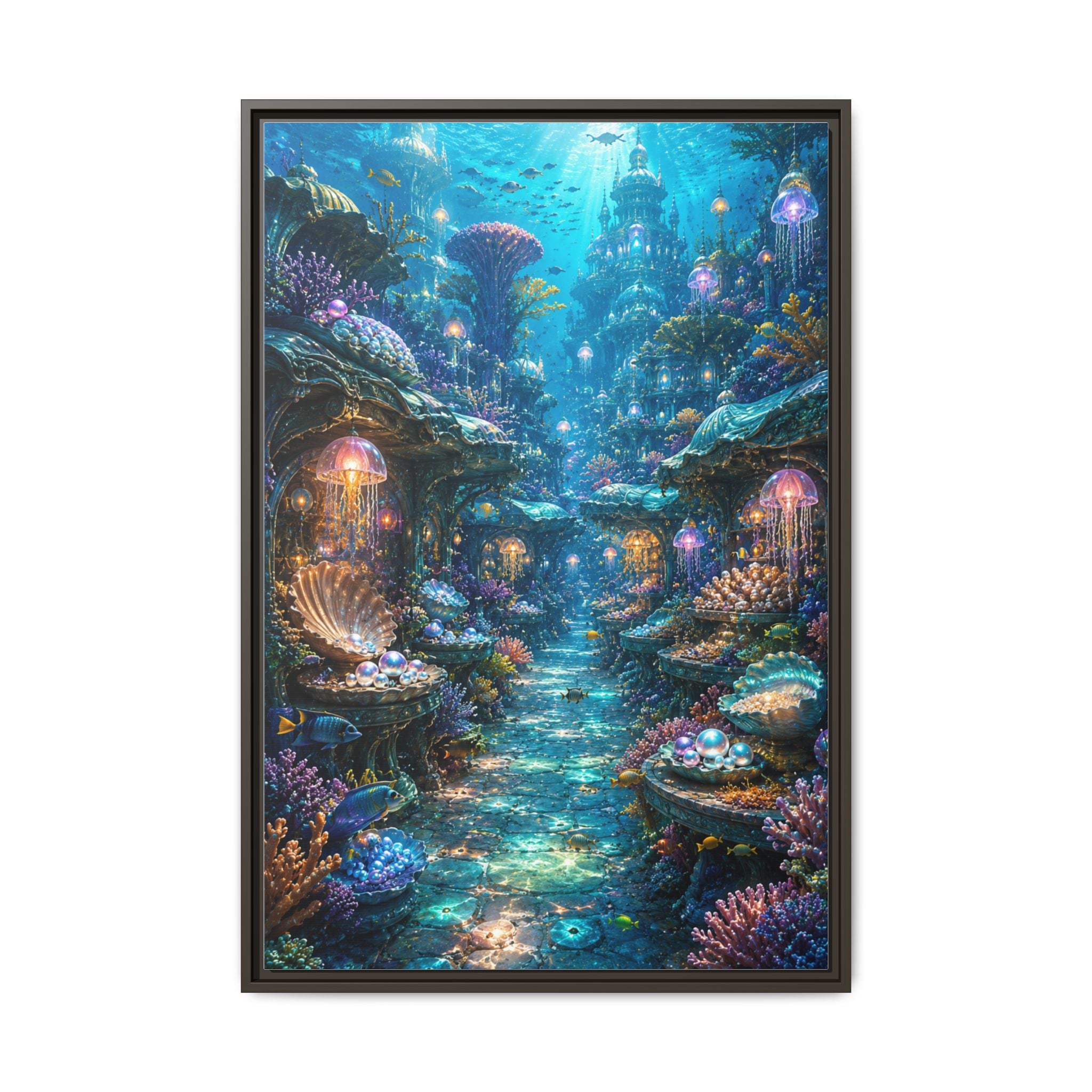 Framed Matte Canvas - Enchanted Underwater Coral Reef Print