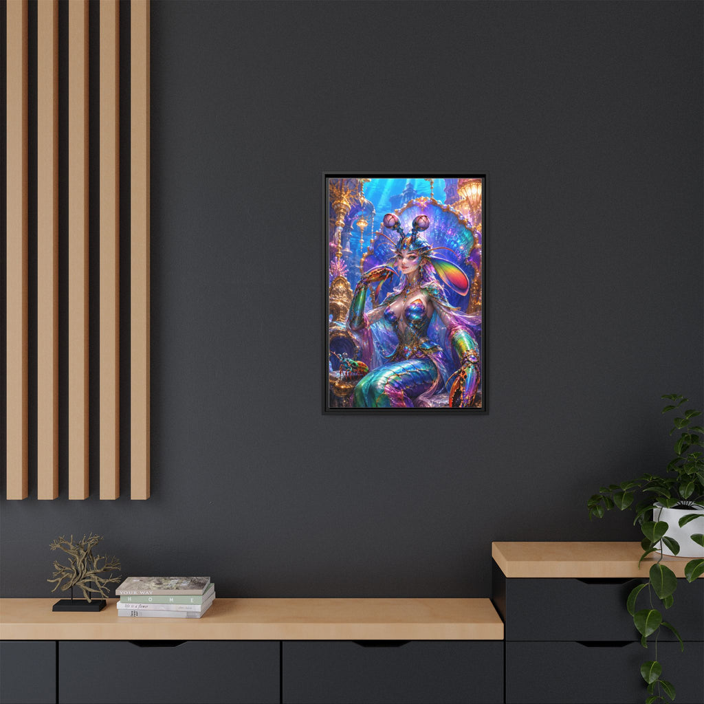 Mermaid Queen Framed Matte Canvas Art — Vibrant Fantasy Underwater Wall Decor