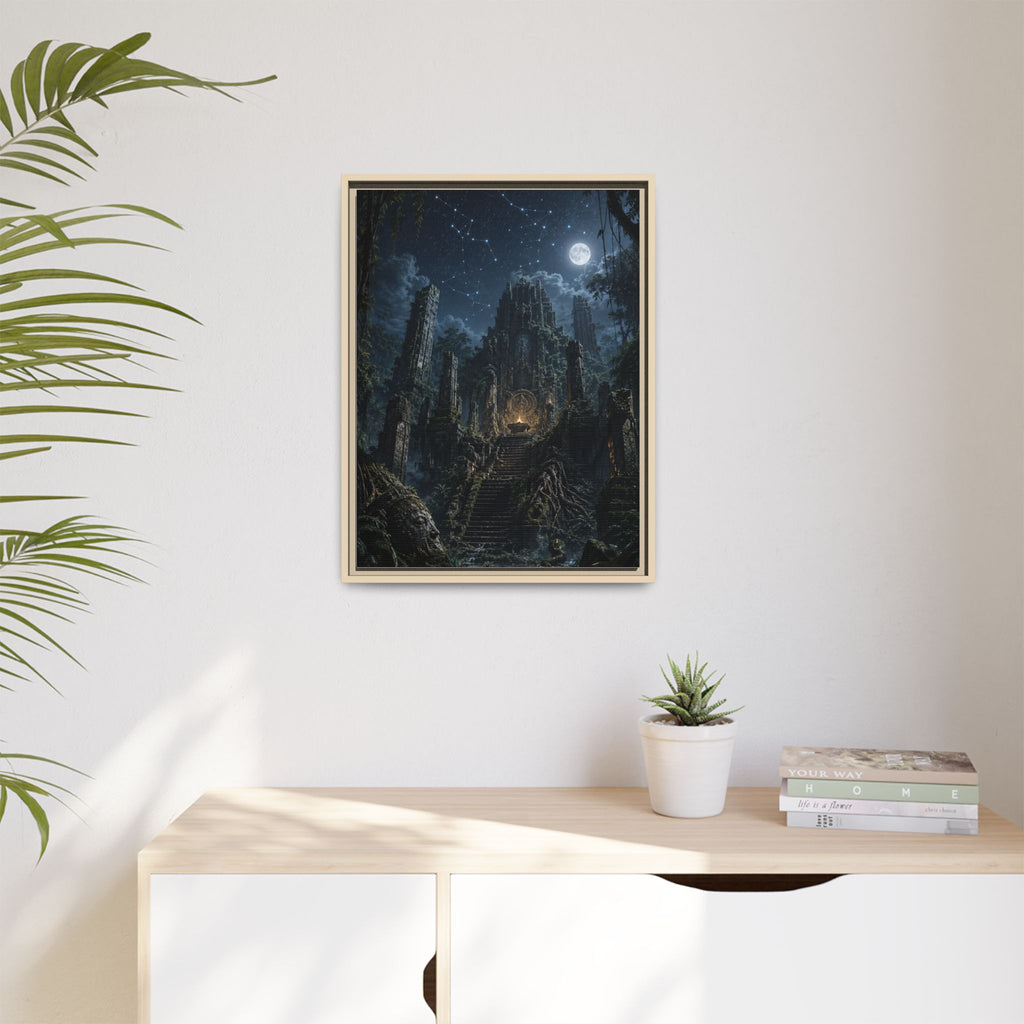 Framed Matte Canvas - Moonlit Ruins Fantasy Wall Art