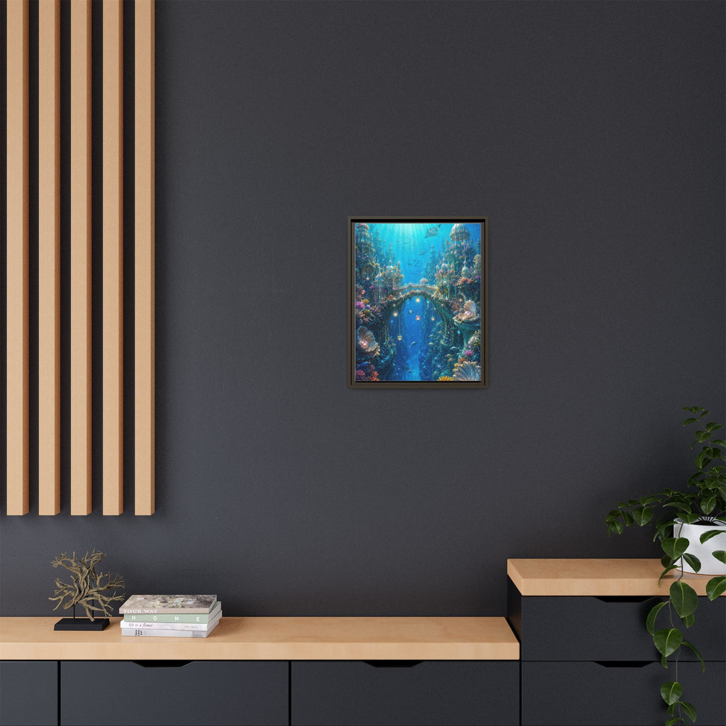 Underwater Fantasy Matte Canvas Framed Print — Ocean City Coral Reef Wall Art