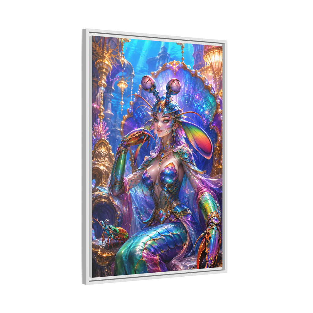 Mermaid Queen Framed Matte Canvas Art — Vibrant Fantasy Underwater Wall Decor