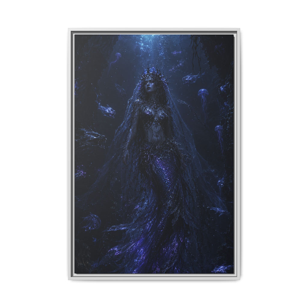 Underwater Siren Matte Fine Art Paper Print — Dark Ocean Mermaid Wall Art