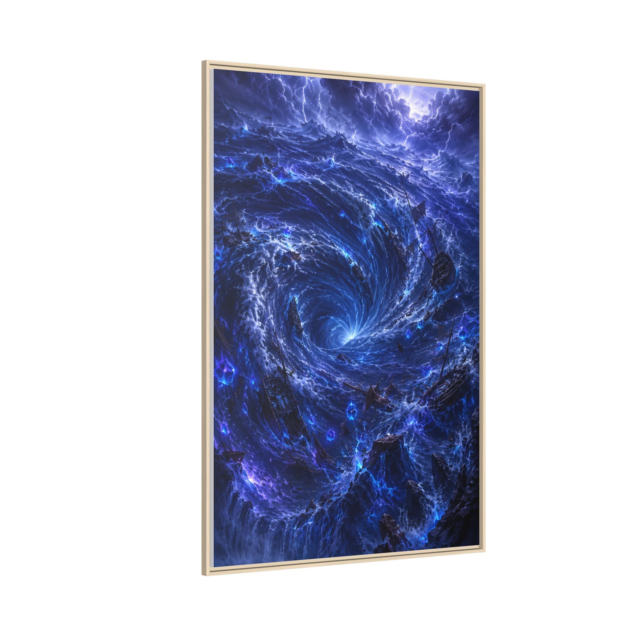 Framed Matte Canvas - Blue Cosmic Vortex Wall Art