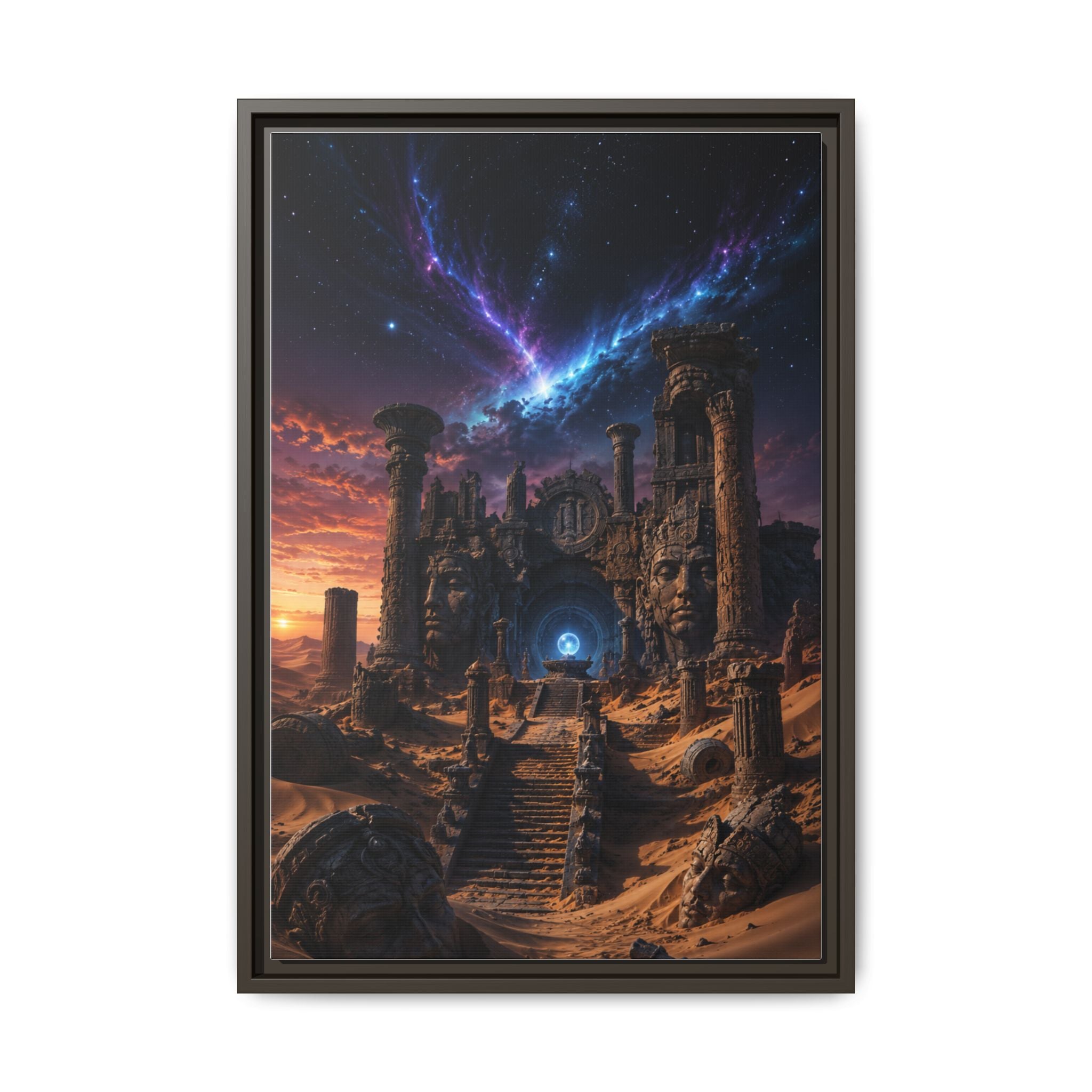 Framed Matte Canvas — Mystical Desert Ruins Nightscape