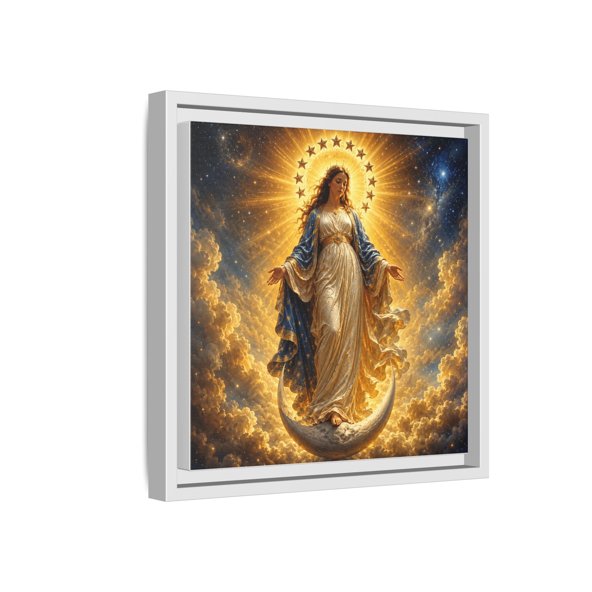 Madonna and Childlike Grace Framed Matte Canvas – Radiant Virgin Mary Wall Art