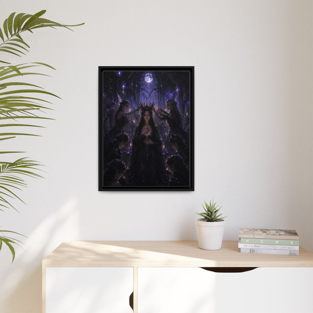 Gothic Moon Queen Framed Canvas Print