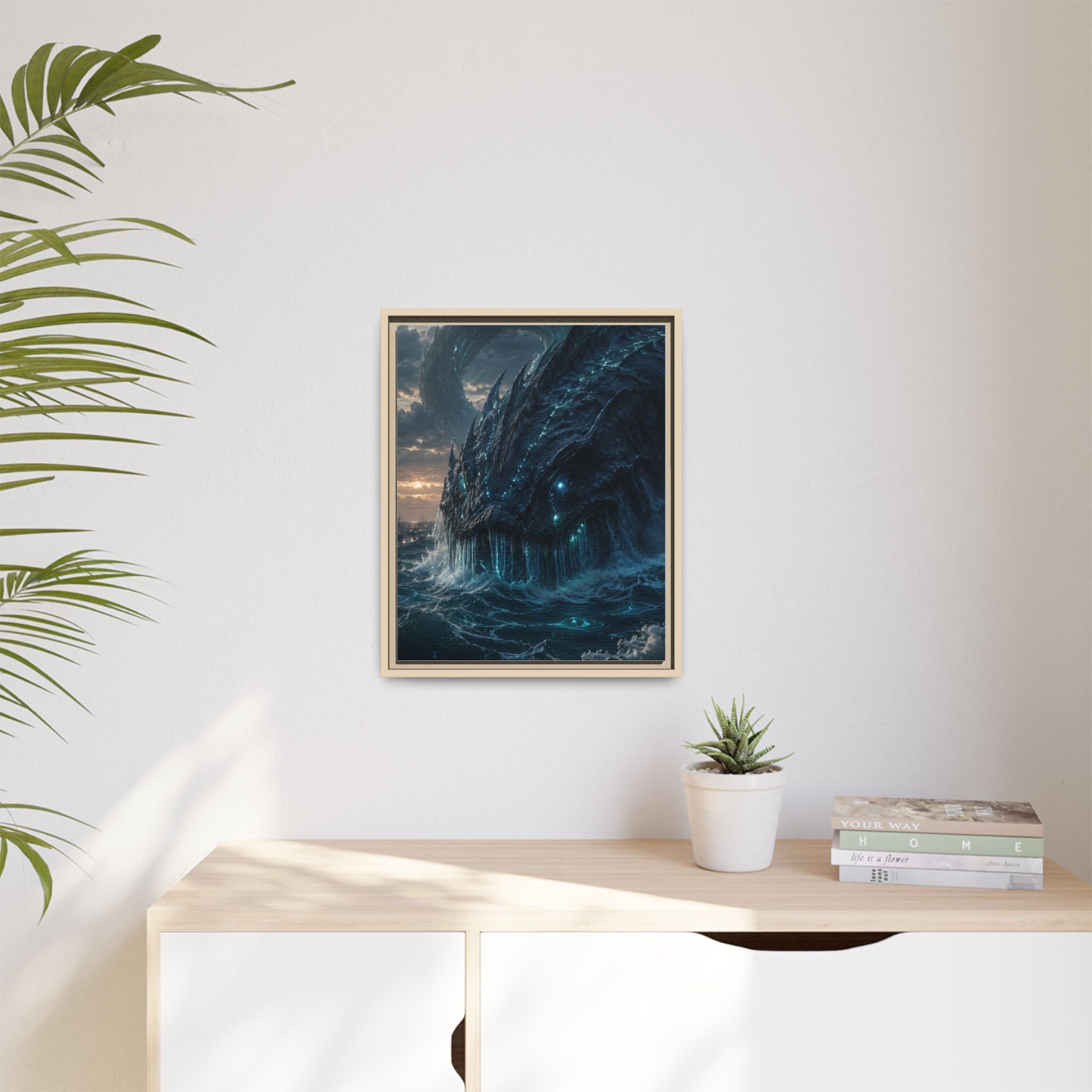 Framed Matte Canvas - Mythic Sea Leviathan Wall Art