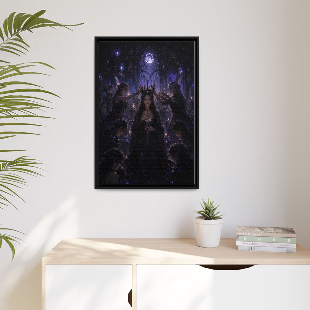 Gothic Moon Queen Framed Canvas Print