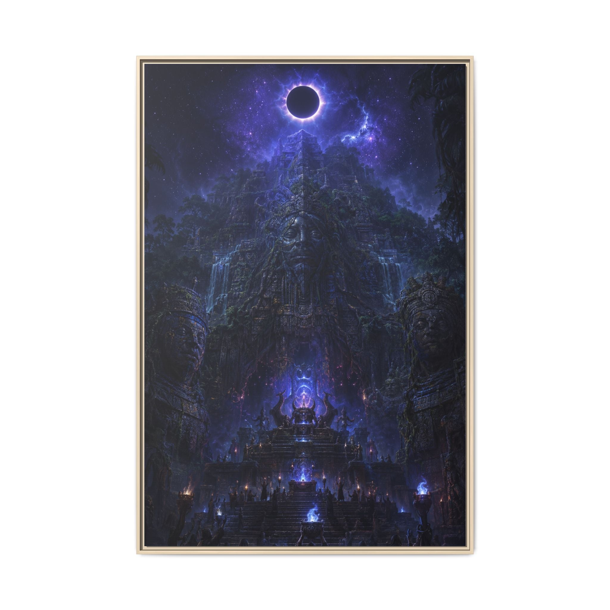Dark Fantasy Canvas Print — Eclipse Over Mystic Citadel (Framed Matte)